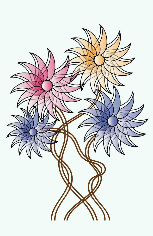 Wallpaper, Hand drawn Flowers vector illustration for wedding invitations, card, poster, banner, greeting card, textbooks, coloring books Pro Vector