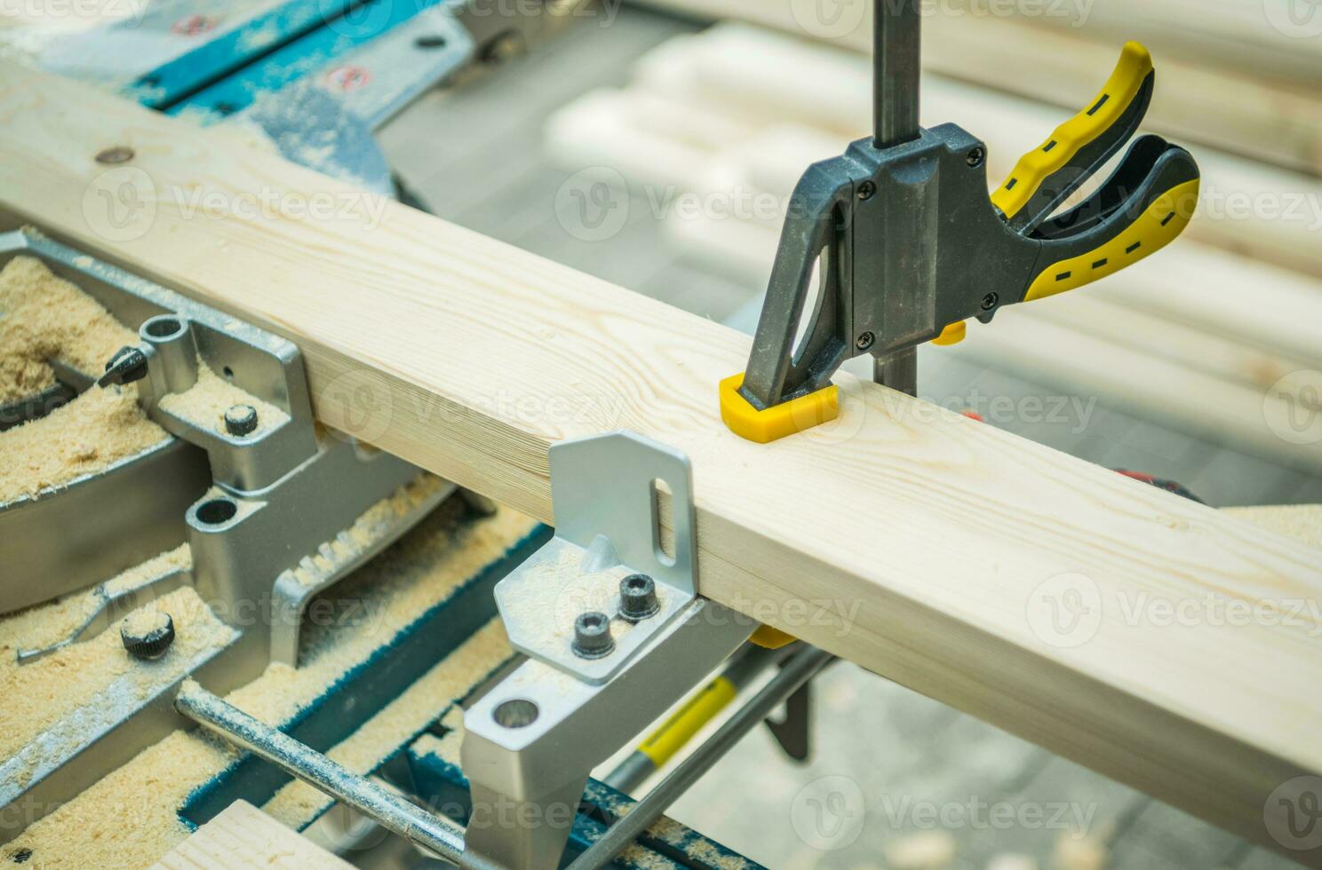 Saw Stand with Timber Beam Closeup photo