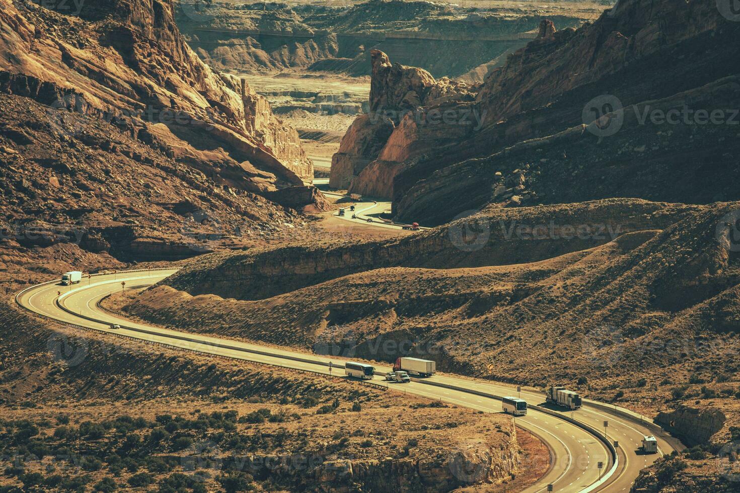 Scenic Winding Interstate Highway 70 in the State of Utah photo