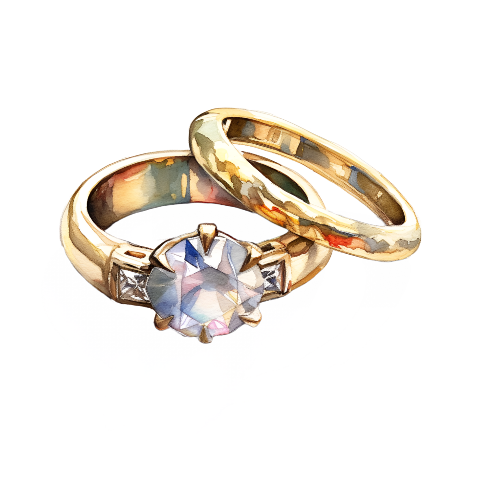 Hochzeit Engagement Ring Aquarell Clip Art ai generiert png