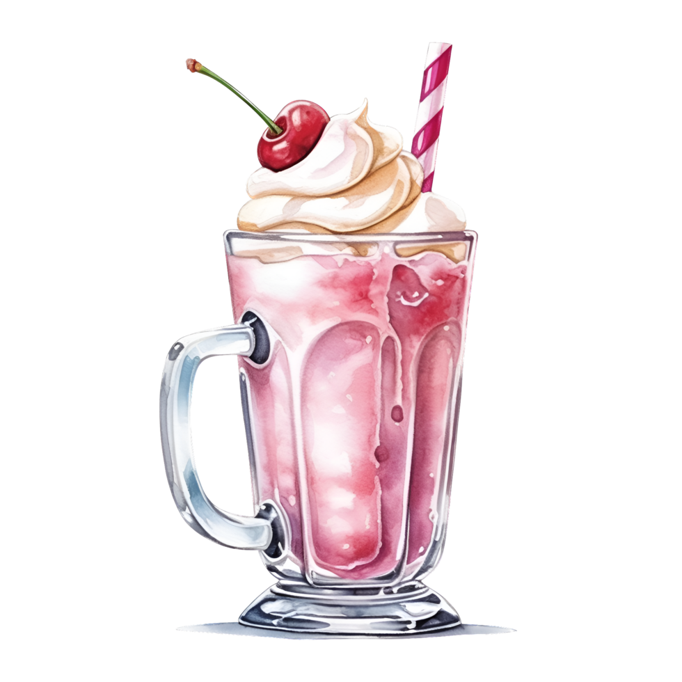 ciliegia frappè acquerello clipart ai generato png