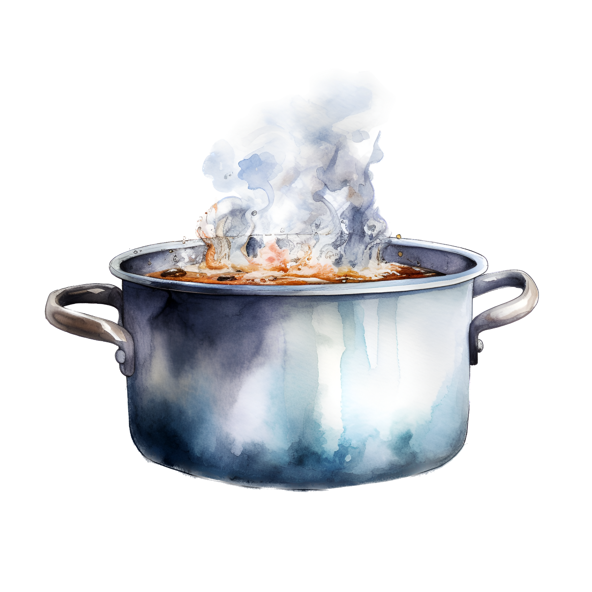Stainless Steel Boiling Pot Watercolor Clipart AI Generated 24636131 PNG