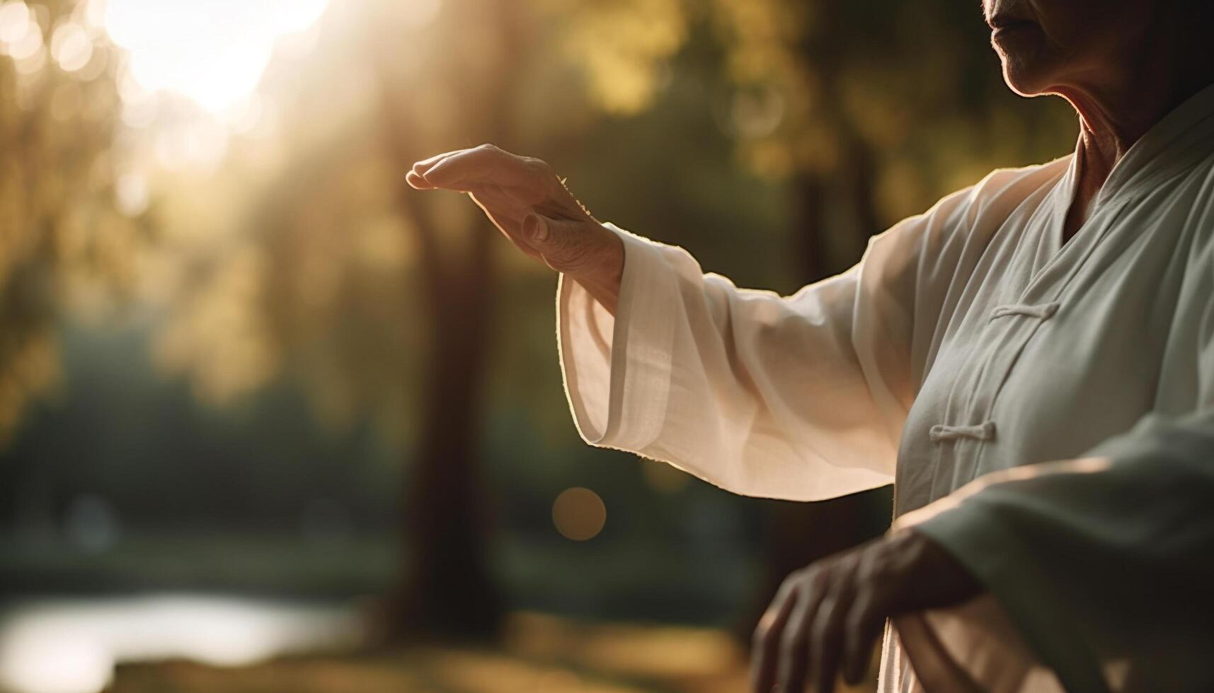 Active seniors enjoying nature beauty, holding hands in carefree happiness photo
