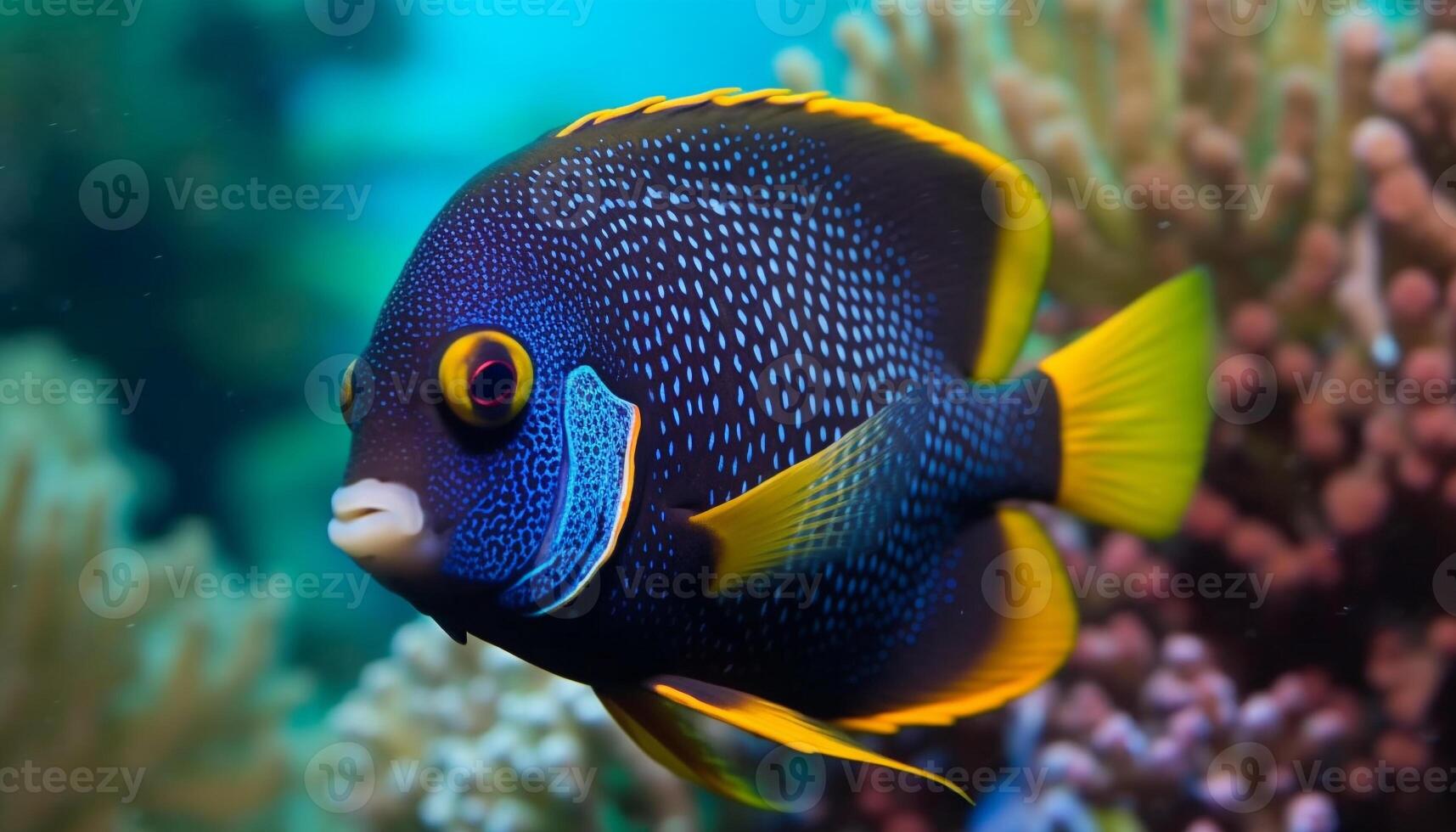 Vibrant clown fish swimming in beautiful coral reef underwater generated by AI photo