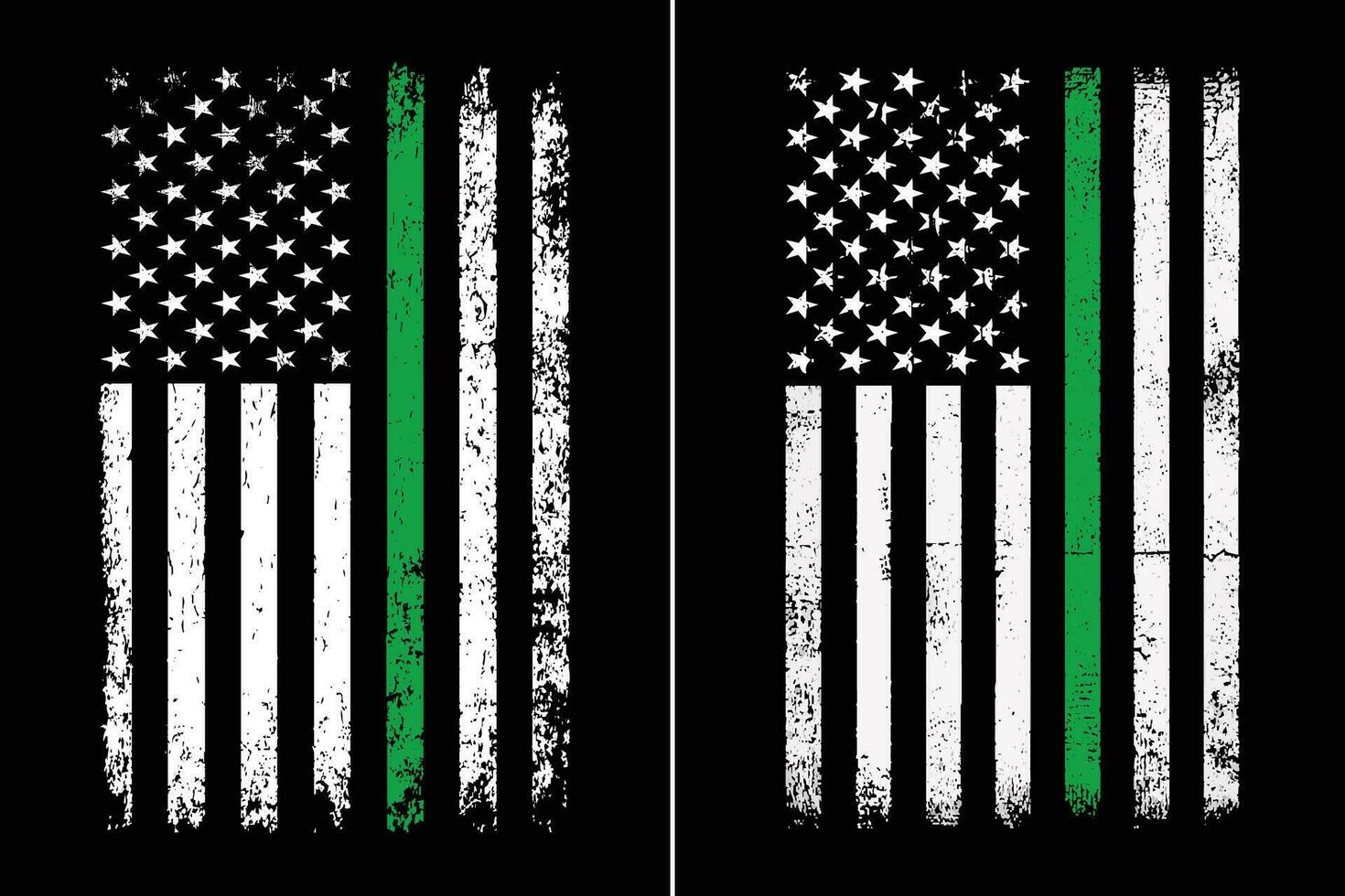 Thin Green Line American Flag Design vector