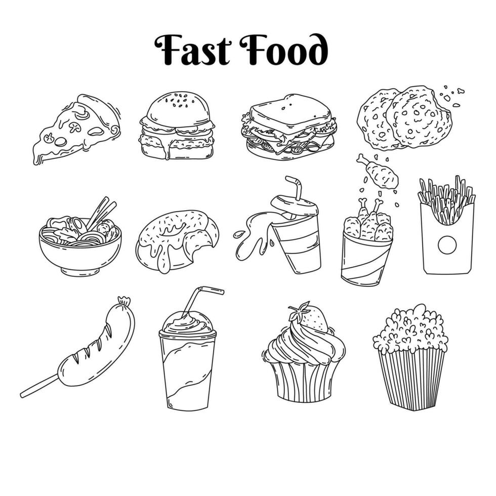 Set collection of fast food vector