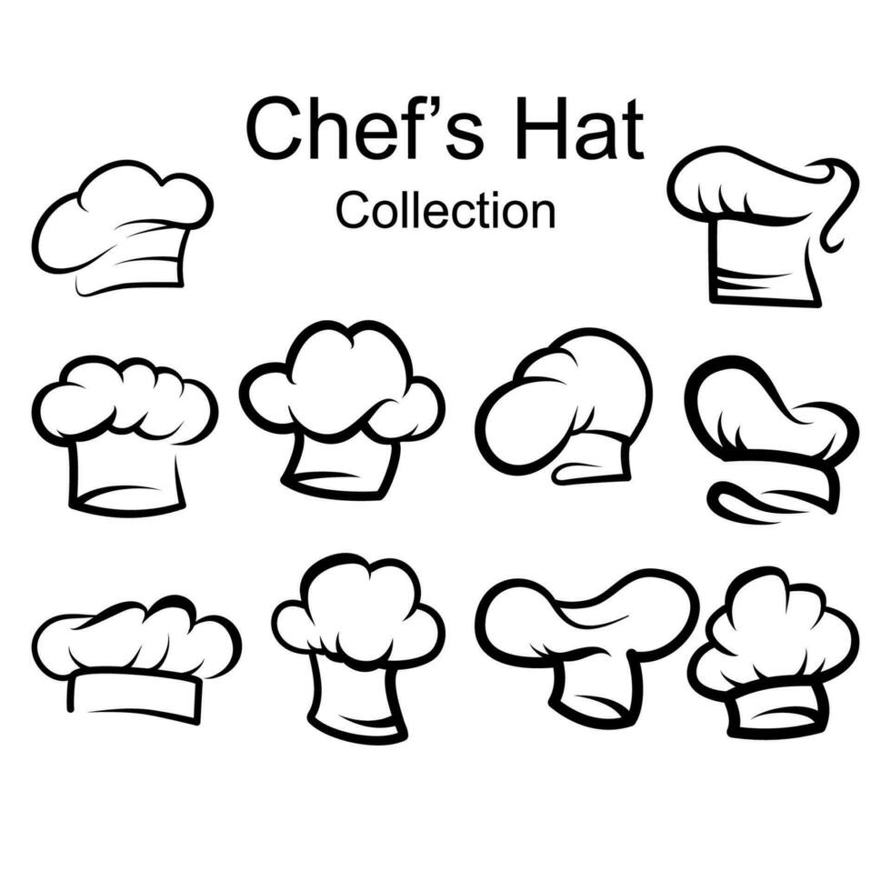 conjunto colección de cocineros sombrero o gorro de cocinero vector