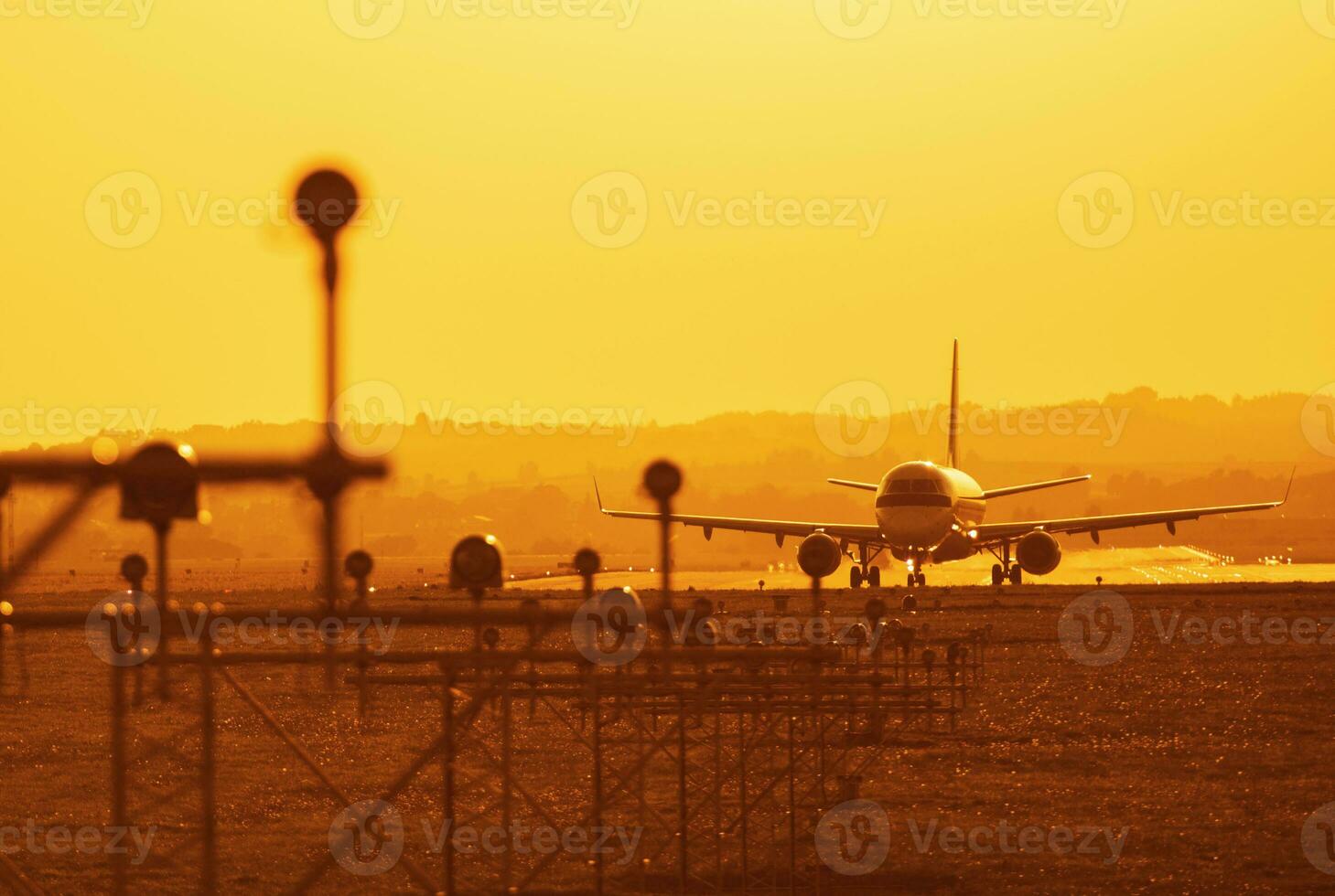 Airplane Taking Off From Runway. photo
