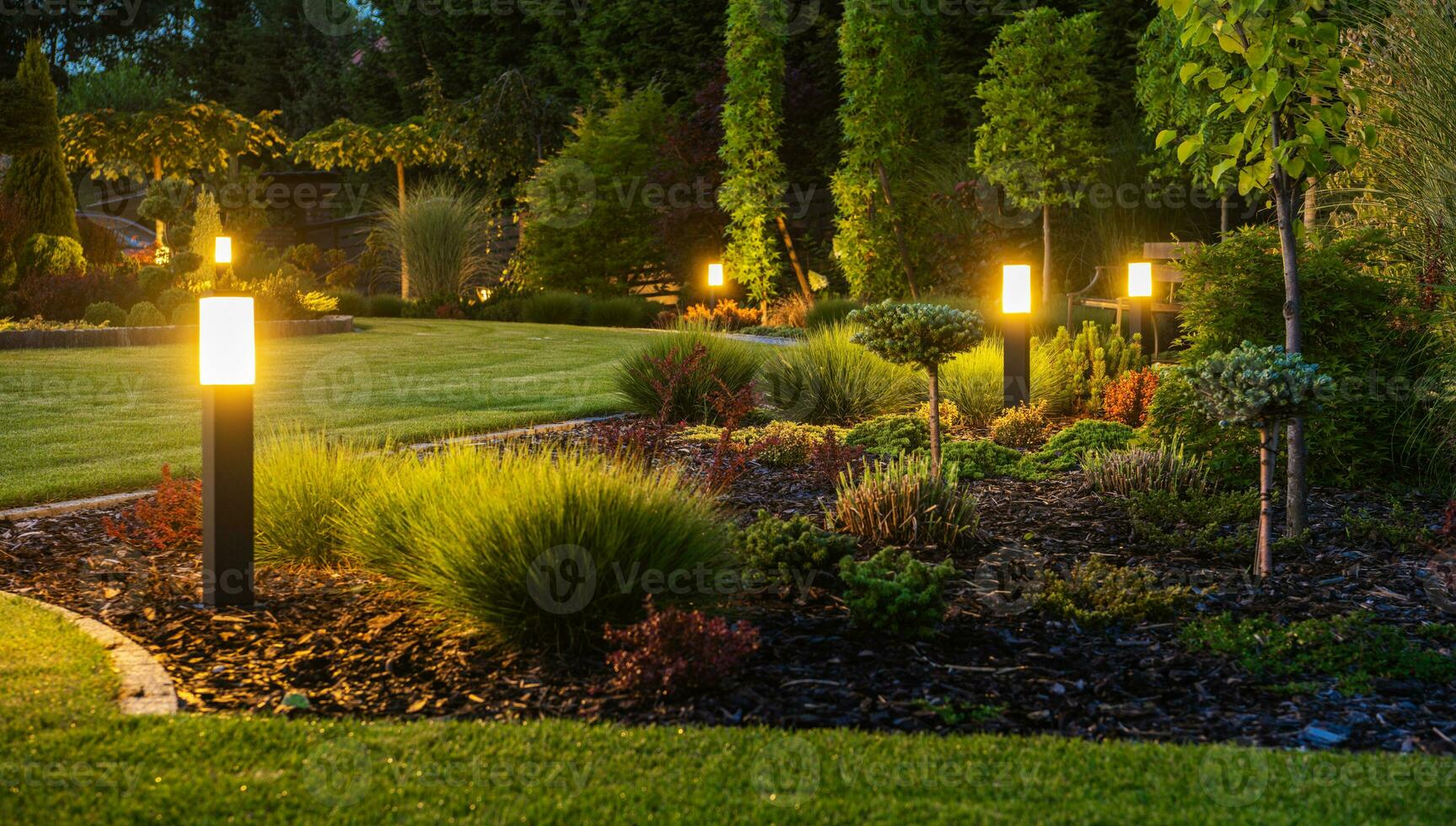 Modern Backyard Outdoor LED Lighting Systems 24636729 Stock Photo at