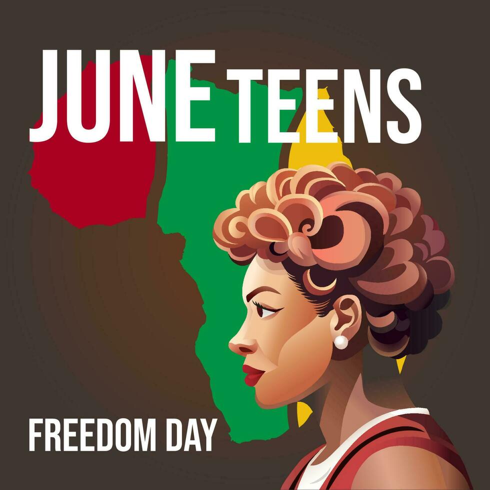 juneteenth vector a beautiful black woman map of africa