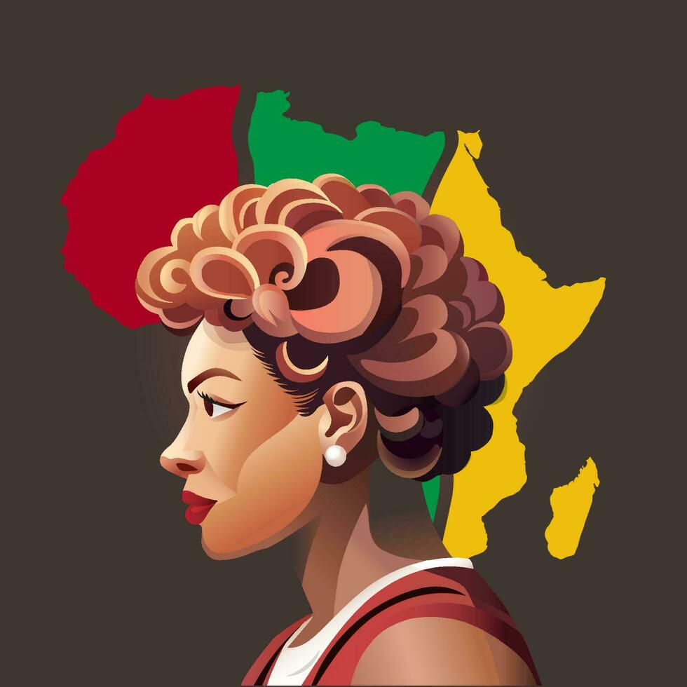 juneteenth vector a beautiful black woman map of africa
