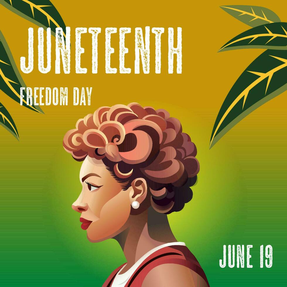 juneteenth vector a beautiful black woman bright green poster