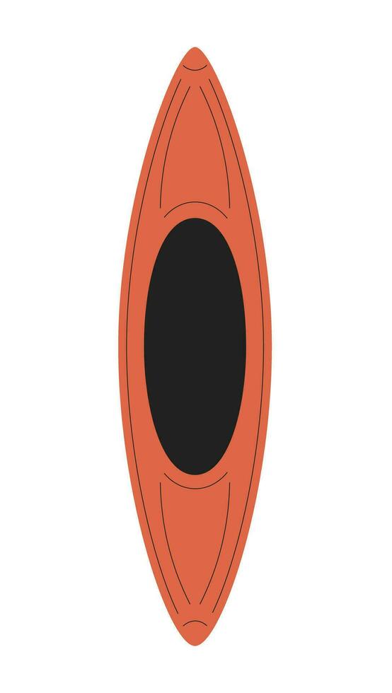 Red kayak vessel semi flat colour vector object. Water sports equipment. Outdoor recreation. Editable cartoon clip art icon on white background. Simple spot illustration for web graphic design