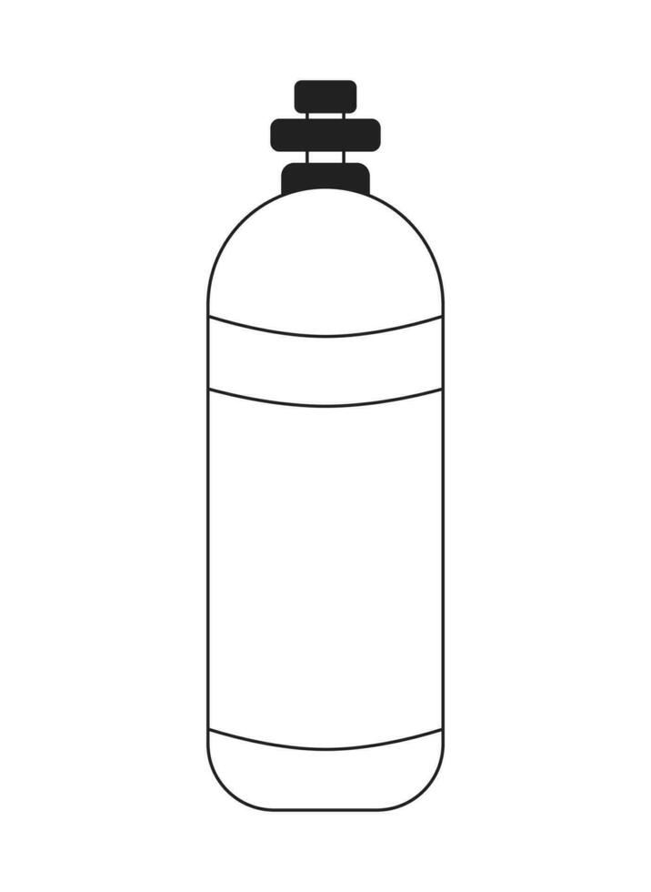 Oxygen tank monochrome flat vector object. O2 cylinder. Underwater