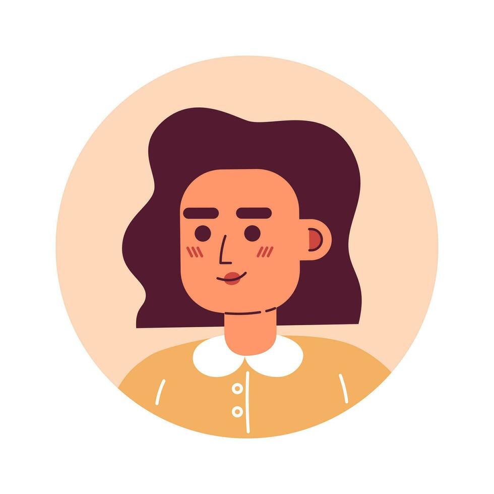 hembra blanco collar trabajador retrato semi plano vector personaje cabeza. empleado joven adulto mujer. editable dibujos animados avatar icono. cara emoción. vistoso Mancha ilustración para gráfico diseño, animación