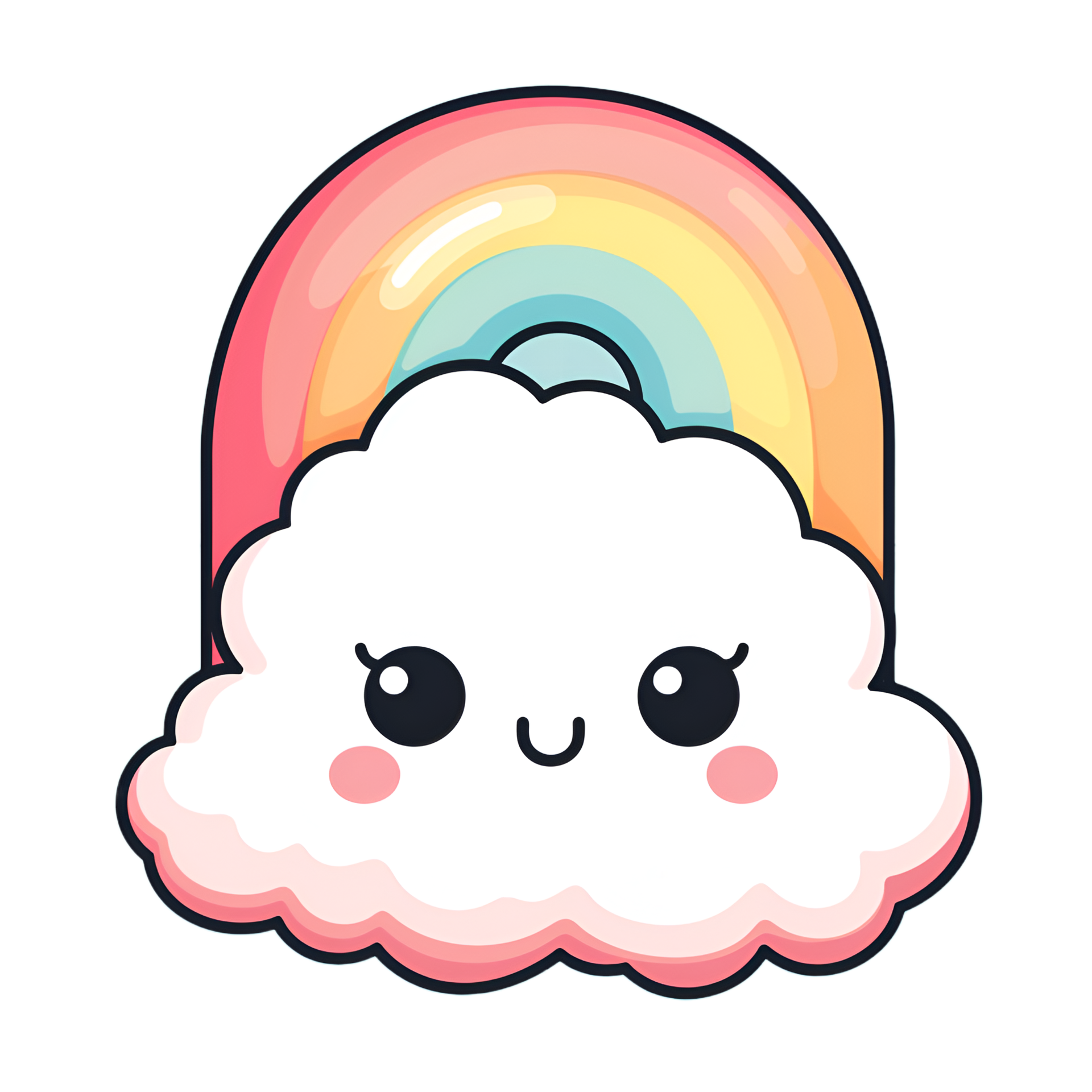 Rainbow Cloud Cute Cartoon Kawaii Sticker Clipart AI Generated ...