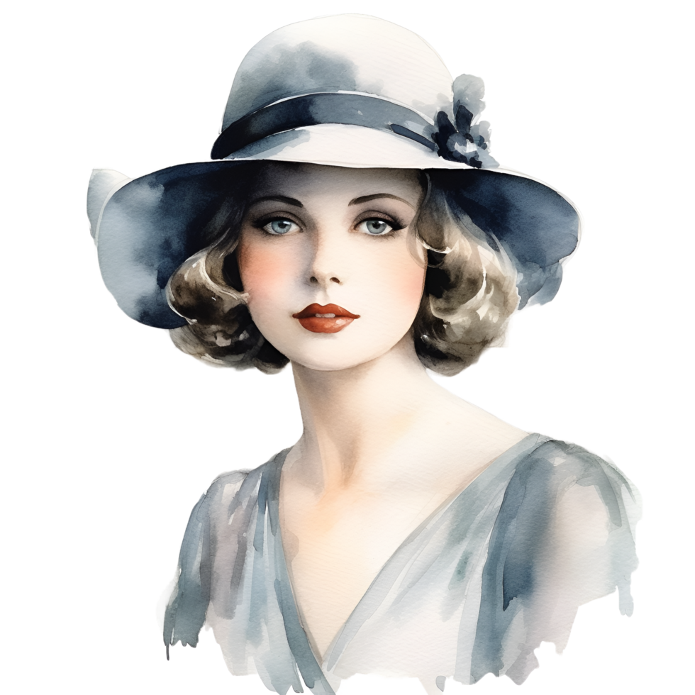 vintage moda ilustração modelo aguarela ai gerado clipart png