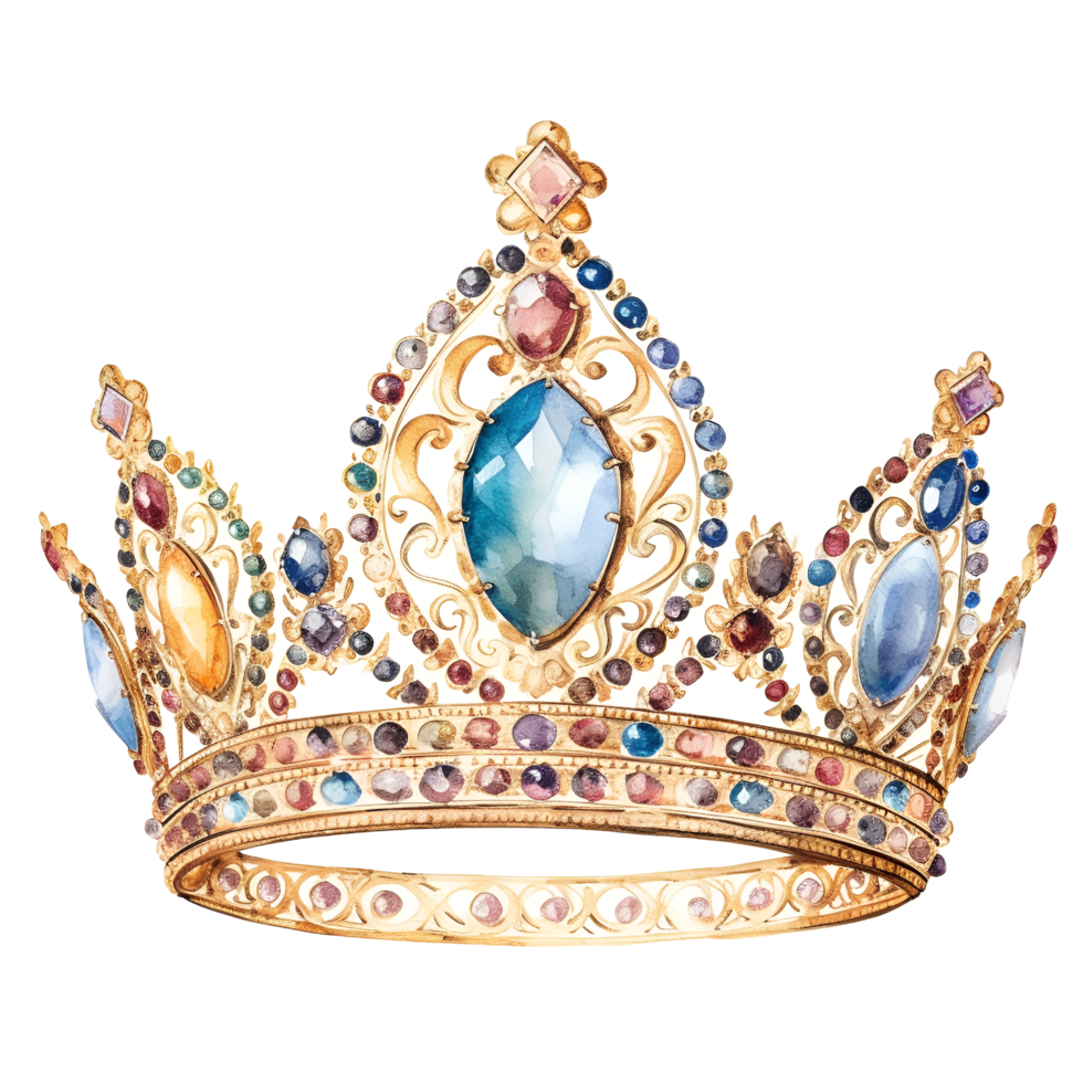 guld juvel kunglig krona ai genererad ClipArt png