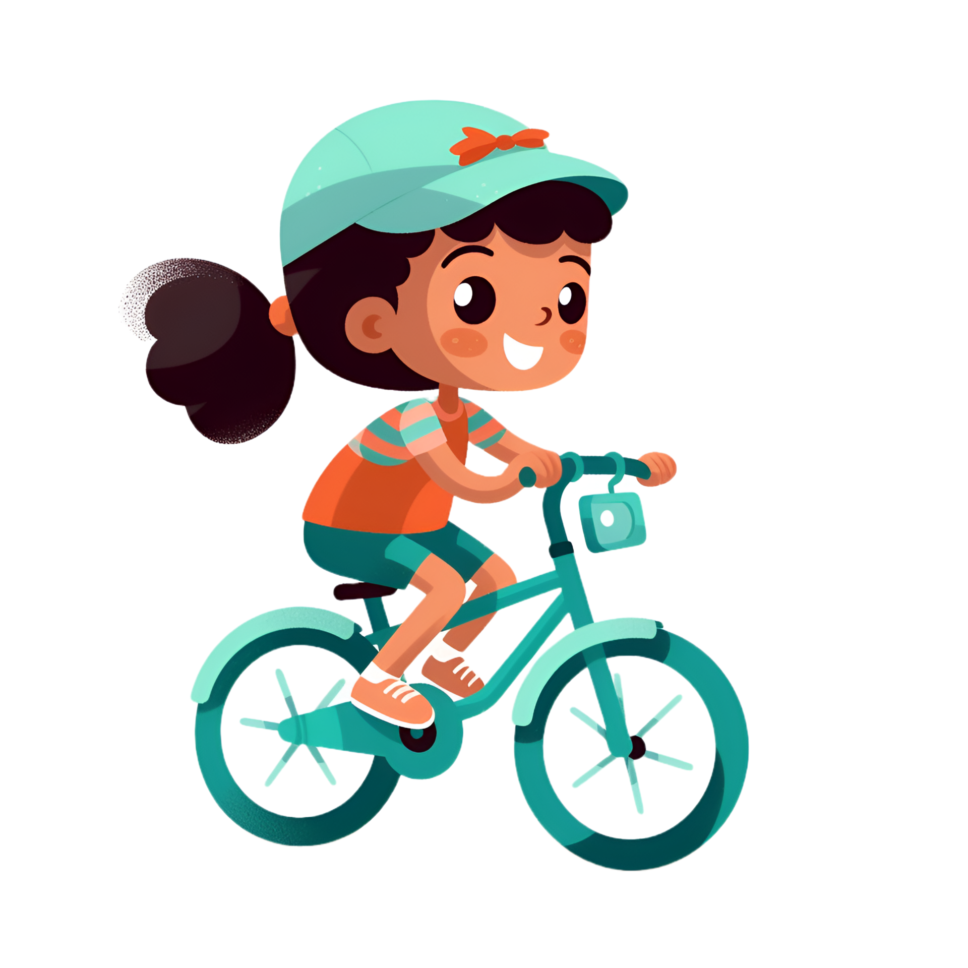 niña montando bicicleta dibujos animados clipart ai generado 24637599 PNG