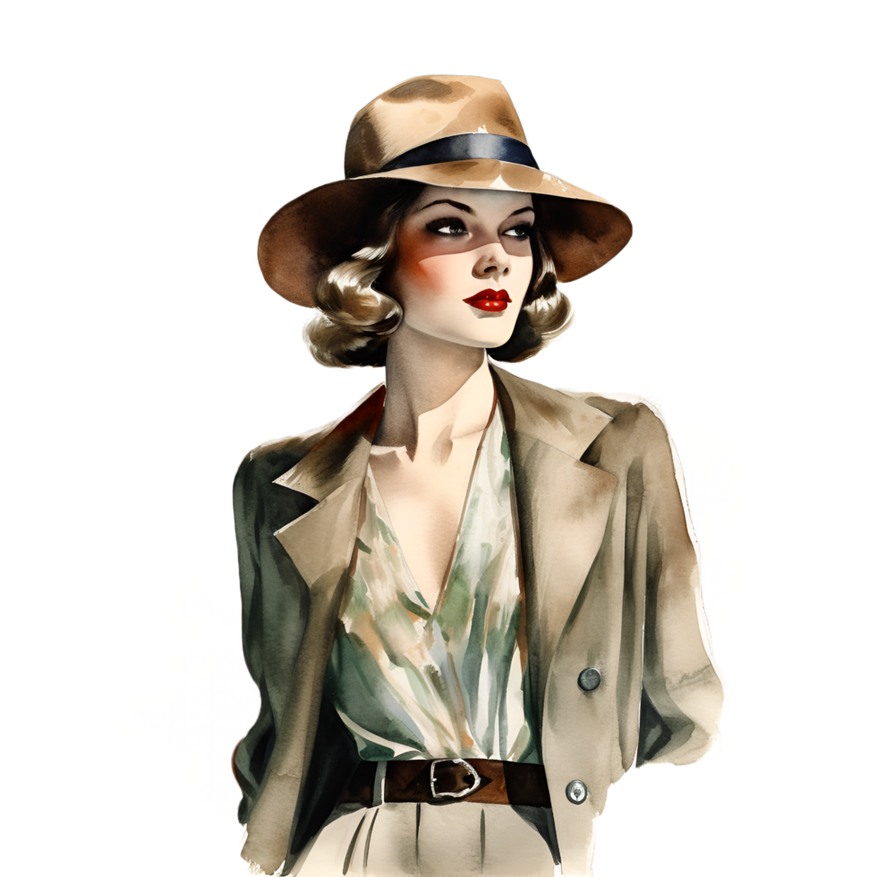 Clásico Moda ilustración modelo acuarela ai generado clipart png