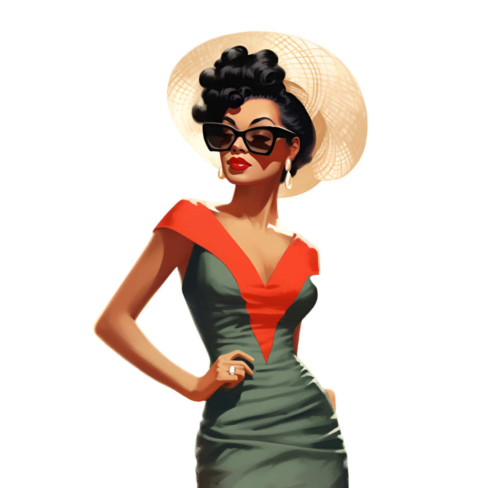 vintage moda ilustração modelo aguarela ai gerado clipart png