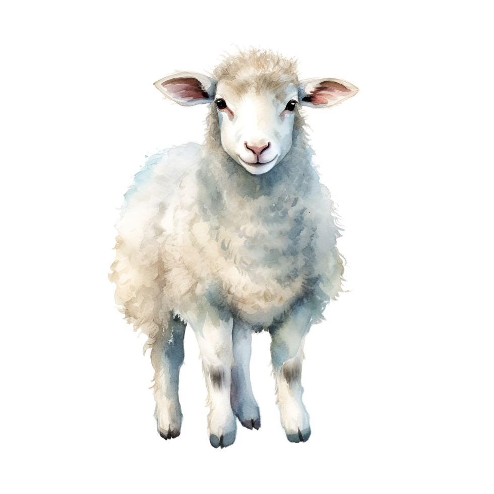 får lamm vattenfärg ClipArt ai genererad png