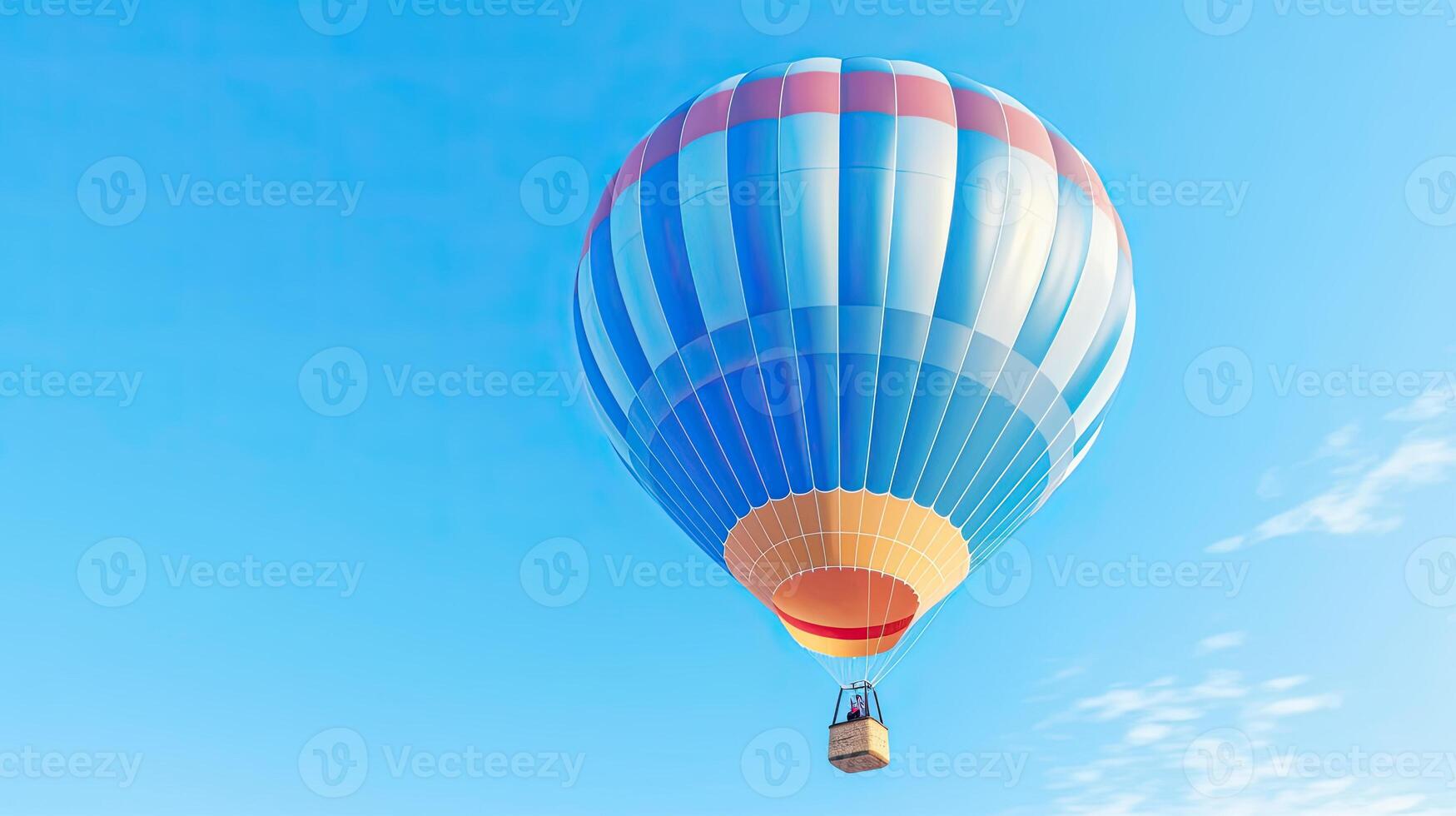 Colorful hot air balloon flying in the air. photo