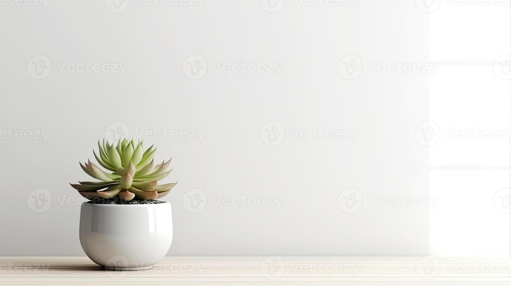 minimal plant pot on wooden table. photo
