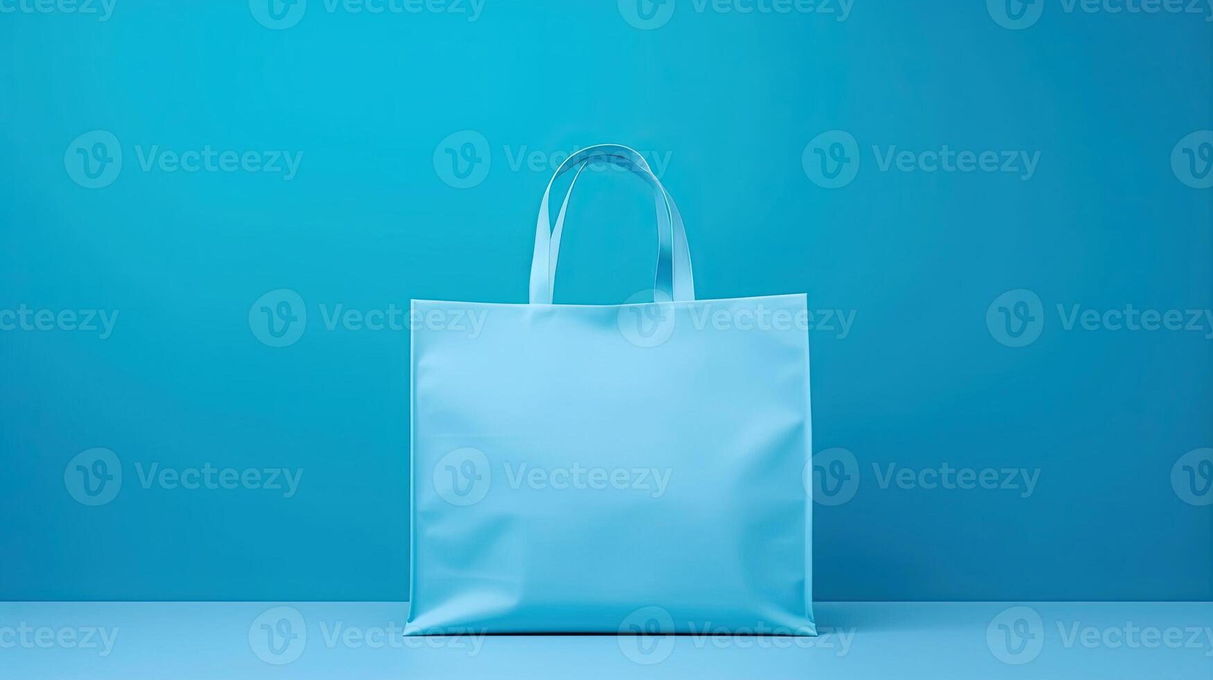 Blue shopping bag on background. photo