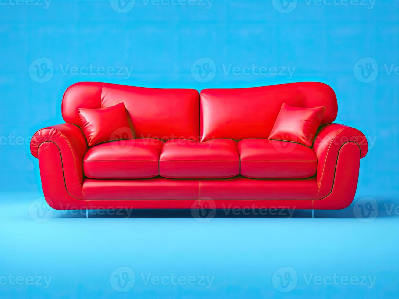 Red leather sofa. photo