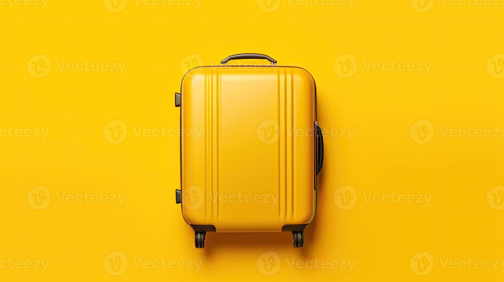 Travel suitcase on yellow background. photo