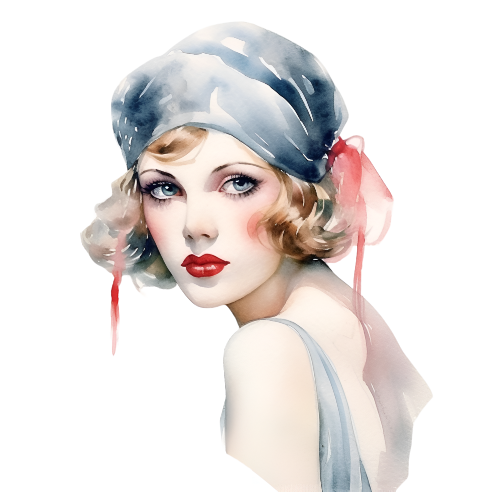 Vintage Fashion Illustration Model Watercolor Clipart 24637756 PNG