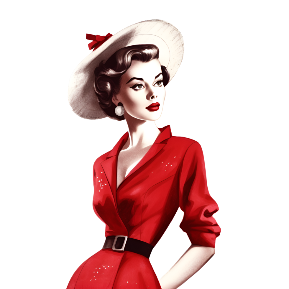 Vintage Fashion Illustration Model Watercolor AI Generated Clipart ...