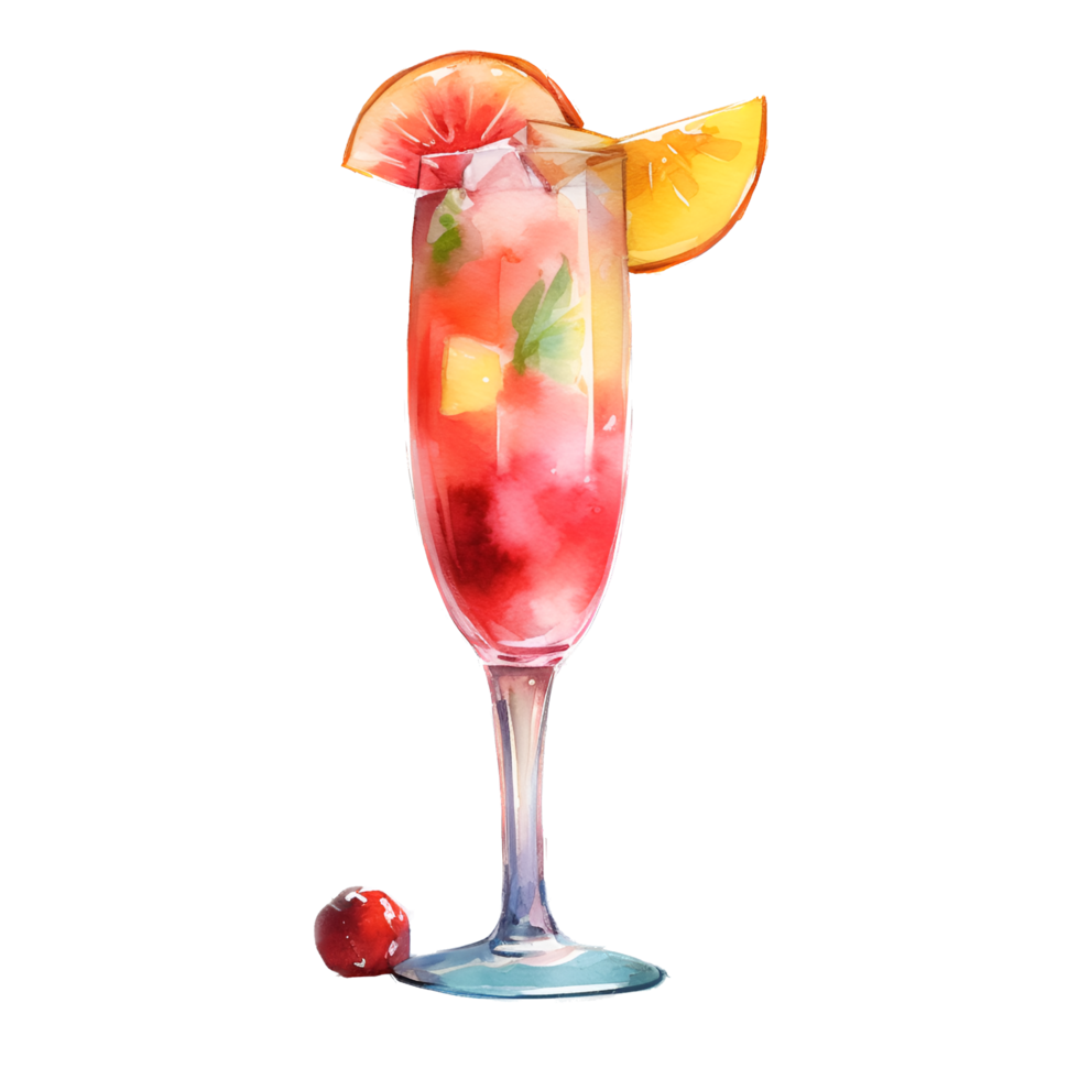 zomer cocktail drinken waterverf clip art ai gegenereerd png