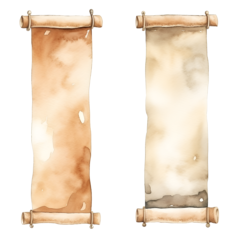 Blank Parchment Paper Scrolls Watercolor Clipart png