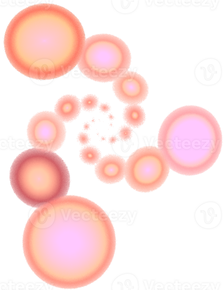 abstract spiral pattern of pink circles of different sizes, isolated element, no background png