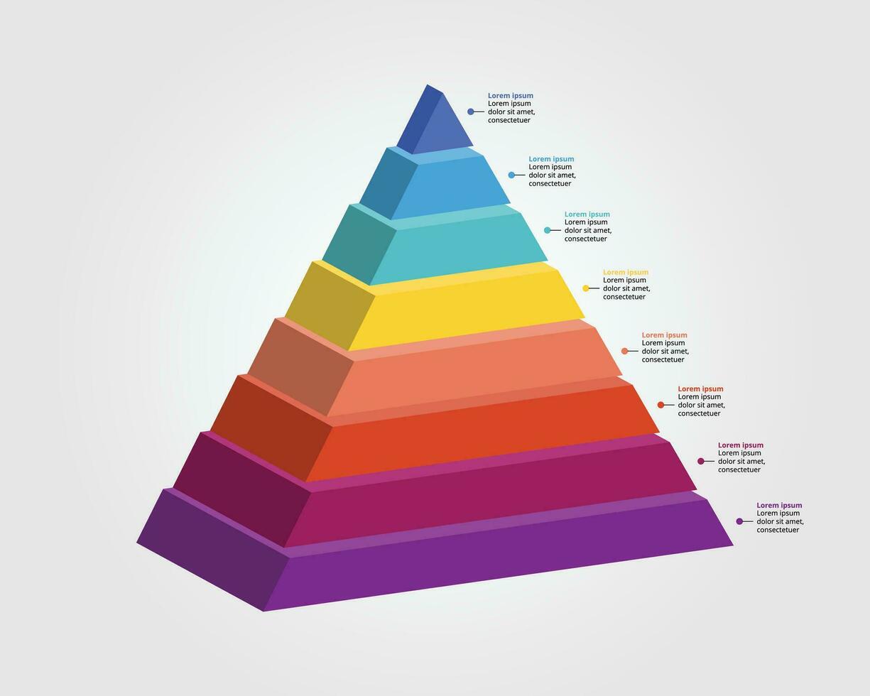 pirámide gráfico modelo para infografía para presentación para 8 elemento vector