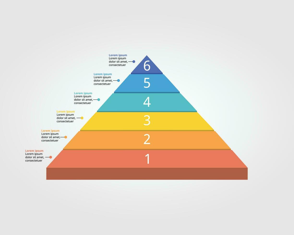 pyramid chart level template for infographic for presentation for 6 element with number vector