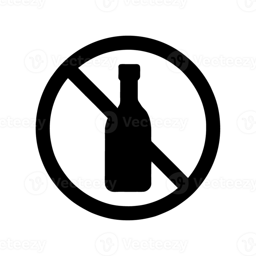 Nee alcohol tekens, zichtbaar symbolen voor alcohol vrij zones, Nee alcohol icoon minimalistische grafisch elementen png