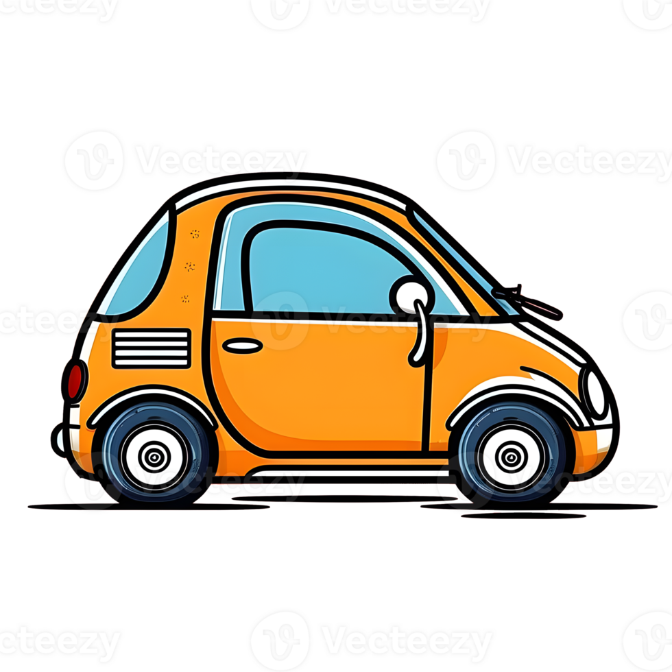 giallo auto modello cartone animato, iconico illustrazione per travolgente settore automobilistico disegni png