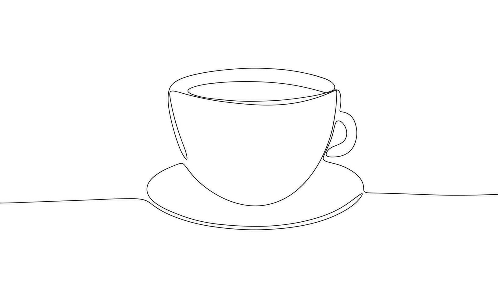 Cup of tea. One line continuous cup of espresso isolated on white background. Line art outline vector illustration.