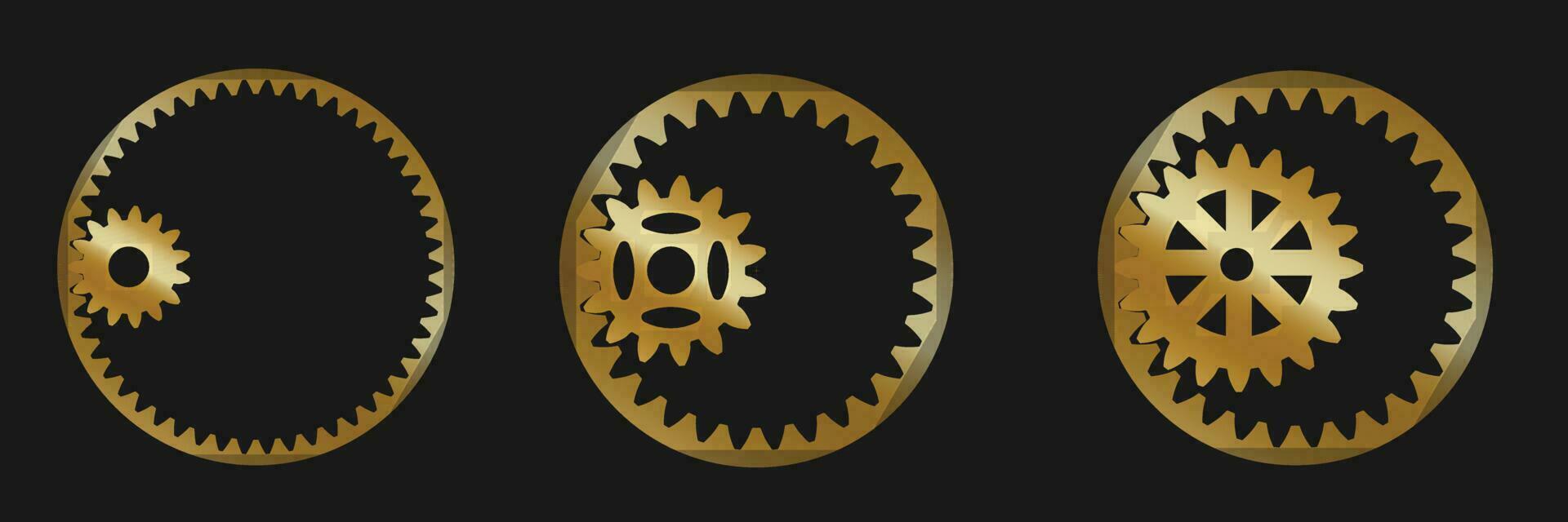 Collection of internal gear. Real involute. Set of gearing, gears, mechanical. Internal gear and pinion. Vector illustration.