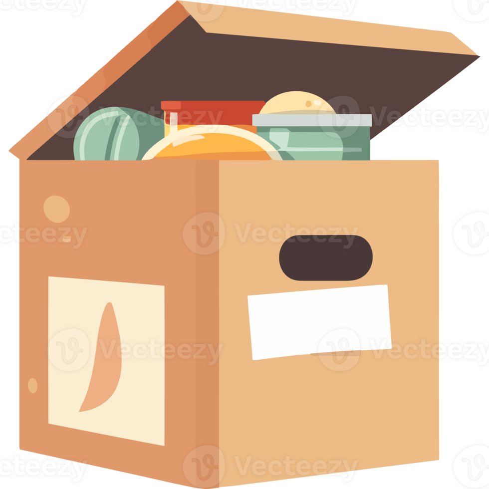 Fresh meal packed in cardboard container icon isolated png