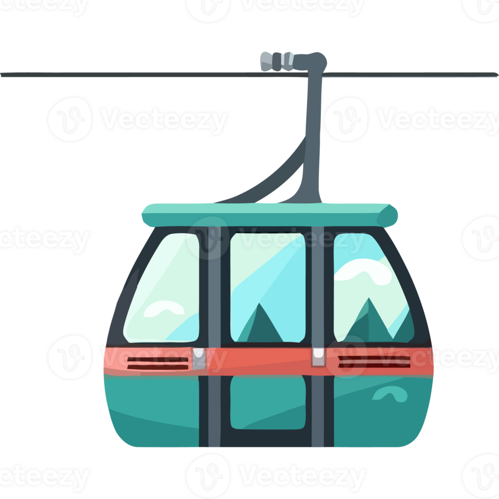 Riding a cableway in a snowy mountain icon isolated png