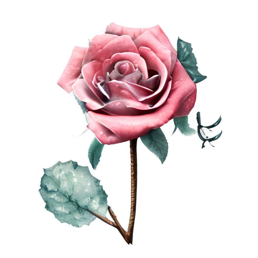 Watercolor vintage rose floral png