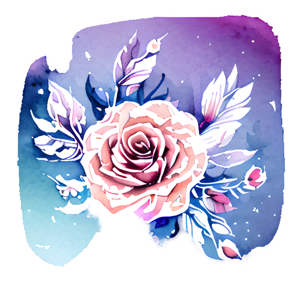 Watercolor vintage rose floral png