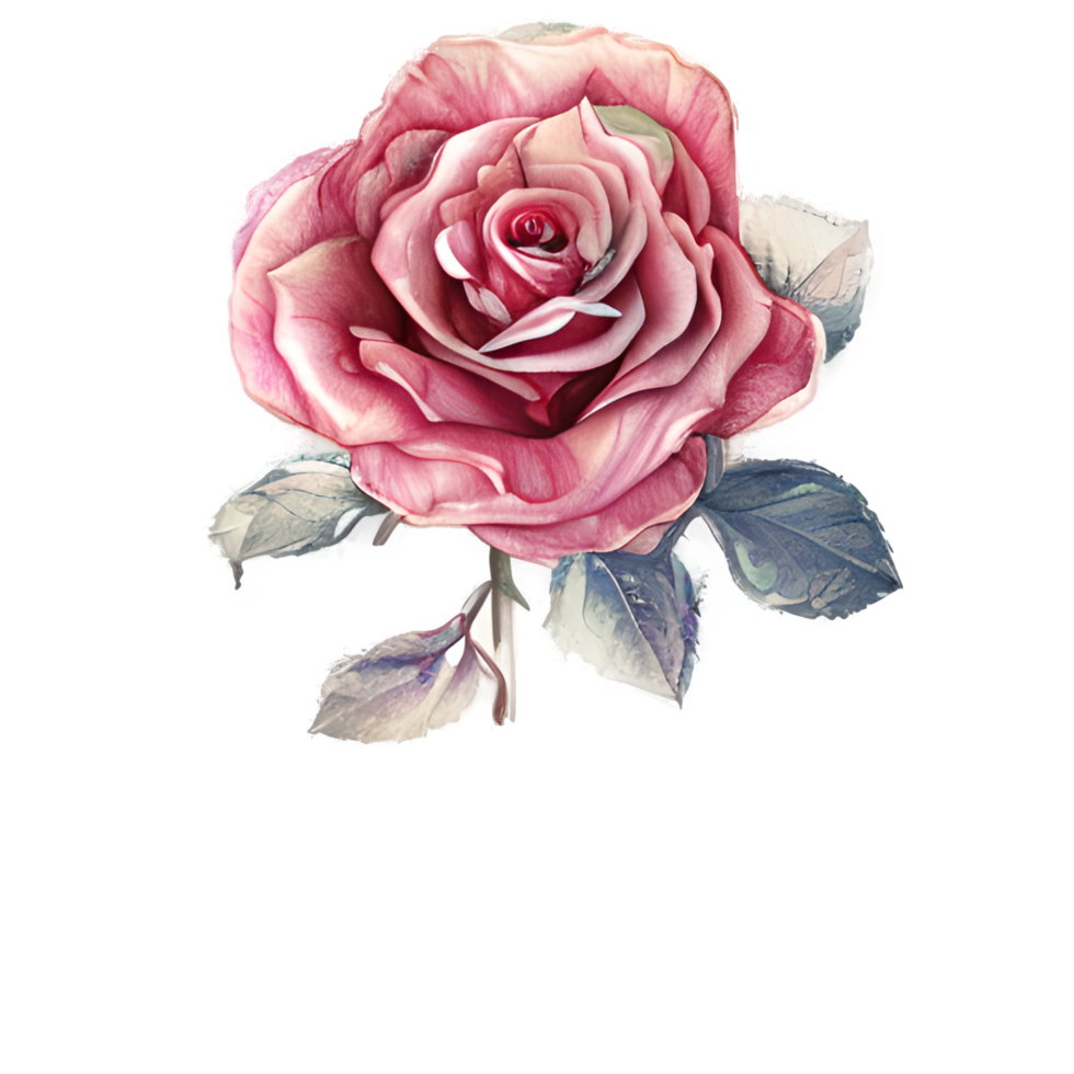 Watercolor vintage rose floral png