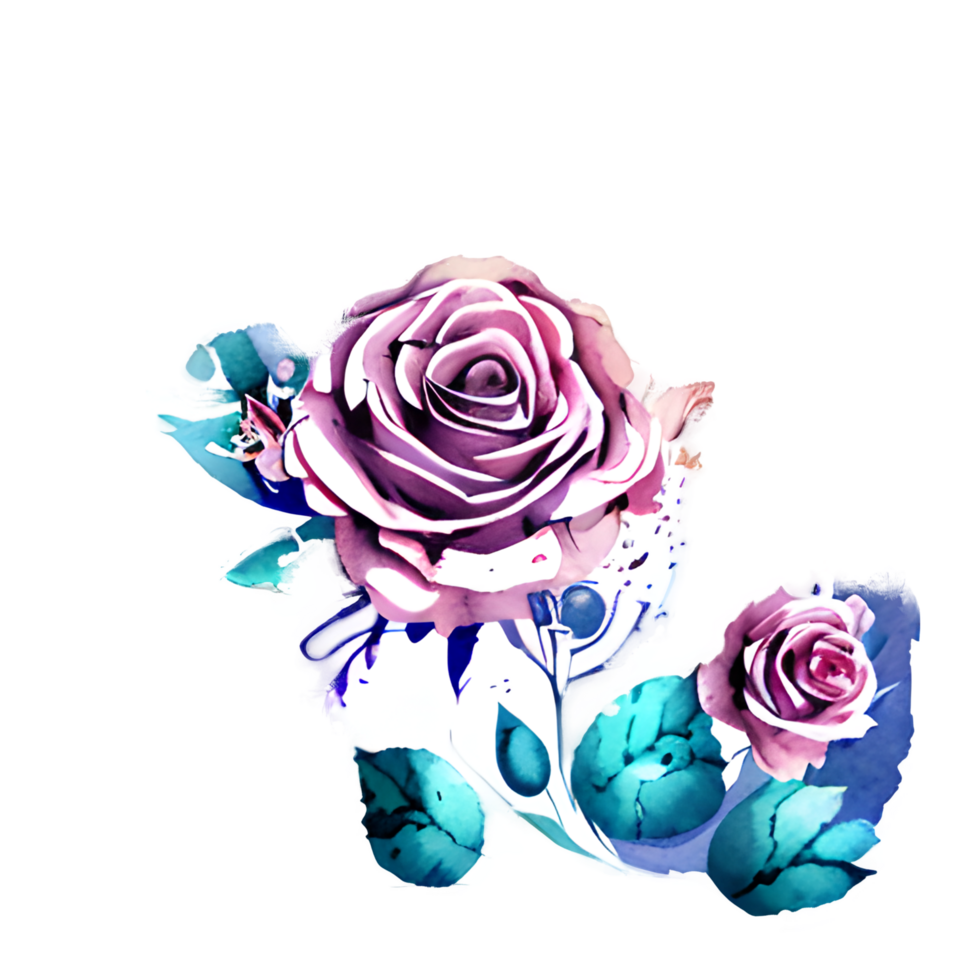 Watercolor vintage rose floral png