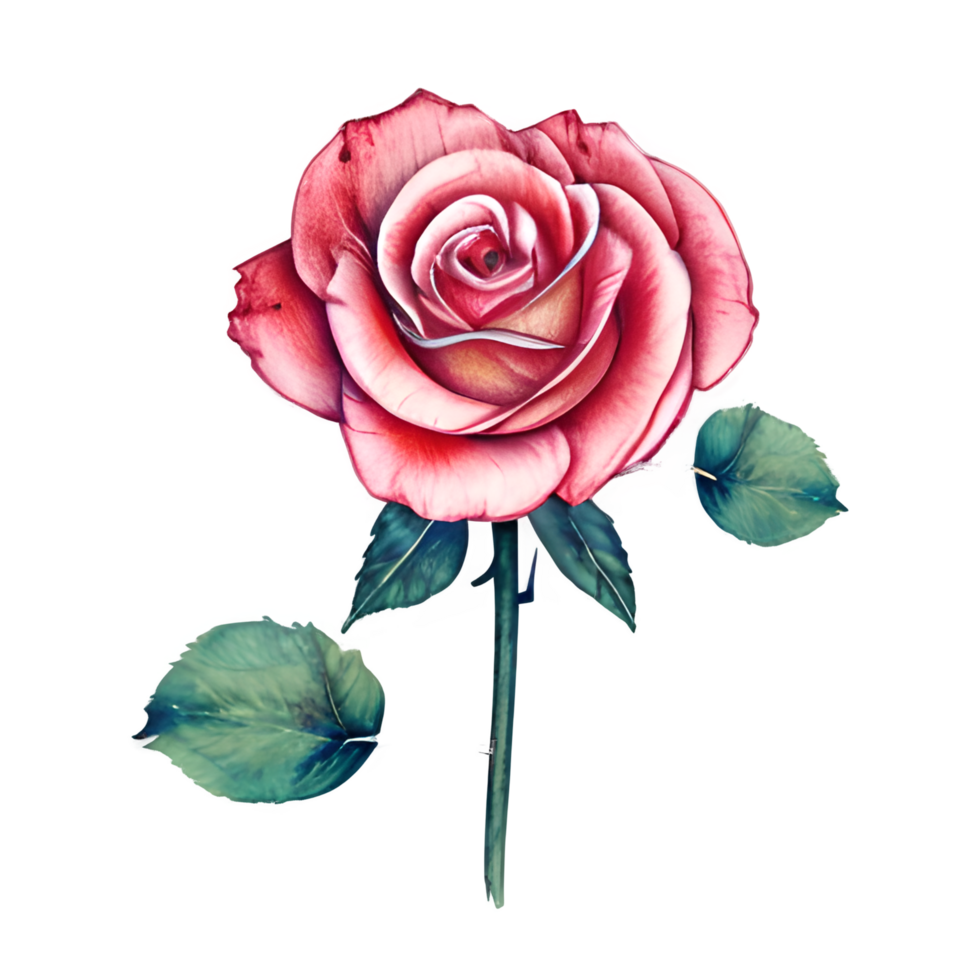 Watercolor vintage rose floral png