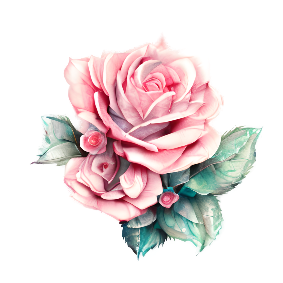 Watercolor vintage rose floral png